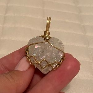 Angel Aura Quarts Heart Crystal Pendant